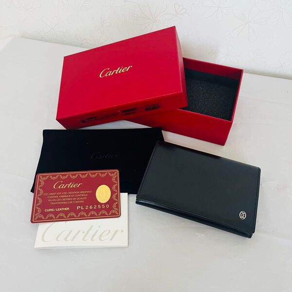Cartier カルティエ 名刺入れ パスケース 黒 レザー ブラック メンズ