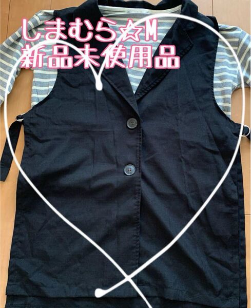 しまむらジレ しまむらベスト 薄手 夏素材 新品 M ブラック
