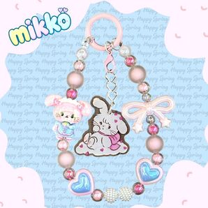 mikko キャミーちゃん リボン夜光 アクリルチャーム付き ストラップ ハンドメイド
