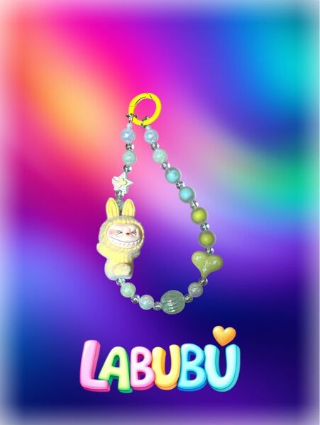 モフモフ ヨガ LABUBU ビーズ 夜光ビーズ ストラップ
