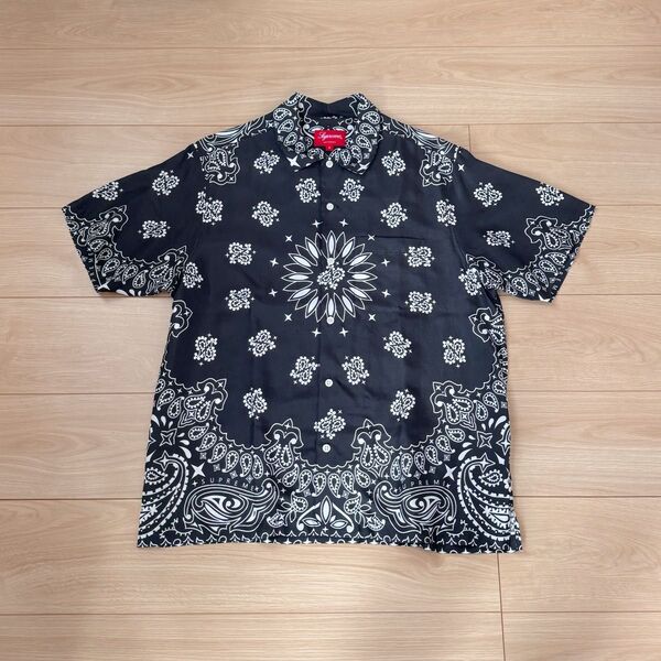 極美品 Supreme Bandana シュプリーム バンダナ シルク エスエス シャツ "ブラック" 半袖シャツ ペイズリー