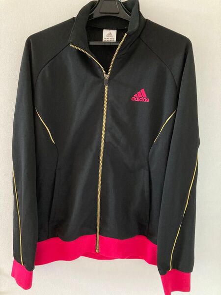 adidas ジャージ L 黒/ピンク/ゴールド