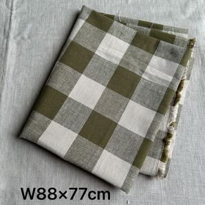 ハギレ 生地 布 ギンガムチェック オリーブ オフホワイト ハンドメイド
