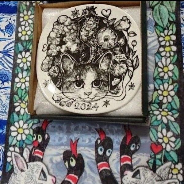 ヒグチユウコ ボリス雑貨店 イヤープレート 2024年 ノベルティ 非売品 新品未使用 九谷焼 おまけショッパー お皿 絵皿