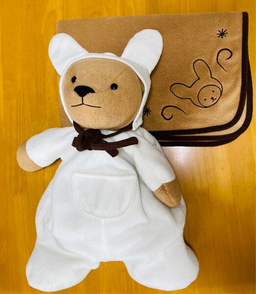 【最終値下げ】ホワイトラビット テディベア ぬいぐるみ リュック ブランケット 膝掛け