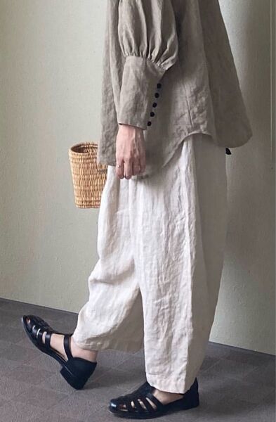por favor ! ポルファボール handmade linen pants ハンドメイド作家 リネン作家 リネンパンツ