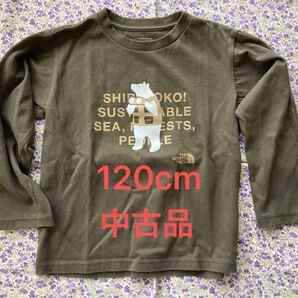 THE NORTH FACE ノースフェイス キッズロングTシャツ 120cm カーキ 中古品
