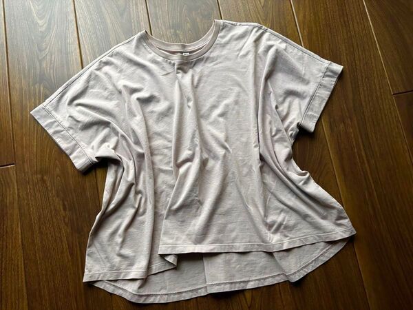 ユニクロ ゆったりカットソー L 半袖 Tシャツ グレージュ 状態◎ 締め付け感無し UNIQLO フレンチスリーブ 綿100%