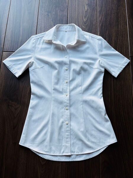アイロン不要 夏服 ブラウス フォーマル 通勤 通学 制服 ビジネスオフィス 半袖シャツ白 Mサイズ 形状安定 美品だけど訳あり