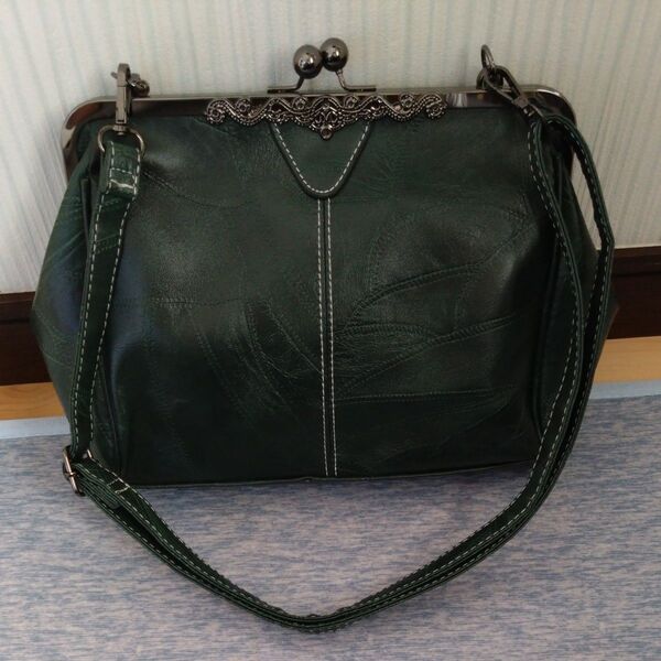 がま口 ショルダーバッグ グリーン 新品