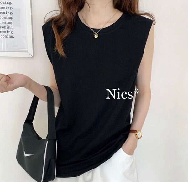 ノースリーブ Tシャツ レディース タンクトップス フレンチスリーブ トップス スリーブレスTシャツ おすすめ 人気【Mサイズ】