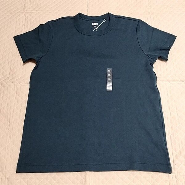 UNIQLO クルーネックT XL ダークグリーン ユニクロ 綿 Tシャツ 半袖 カットソー