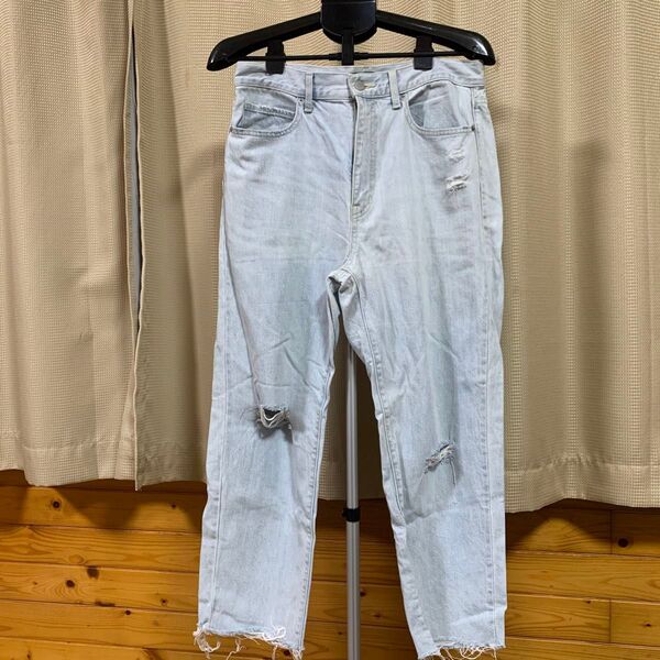 GAP デニムパンツ ダメージ加工 ライトブルー レディース