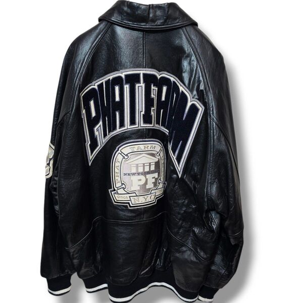 【キングサイズ】PHATFARM レザー スタジャン バーシティジャケット レザーボンバージャケット 大きいサイズ 3XL