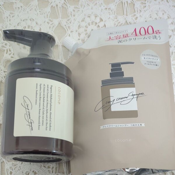 cocone クレイクリームシャンプー 本体&詰め替え400g