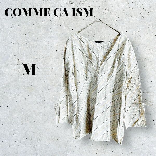 COMME CA ISM コムサイズム ストライプ柄トップス コットン M