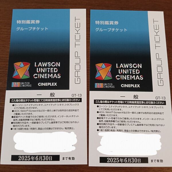 期限切迫 ローソン ユナイテッドシネマ シネプレックス ユナイテッド シネマ 特別鑑賞券 映画鑑賞券 2枚セット 映画チケット