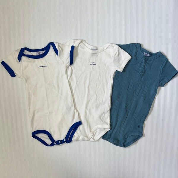 PETIT BATEAU プチバトー ロンパース3点セット 12M 肌着 ロンパース ベビー服 半袖ロンパース 子供服