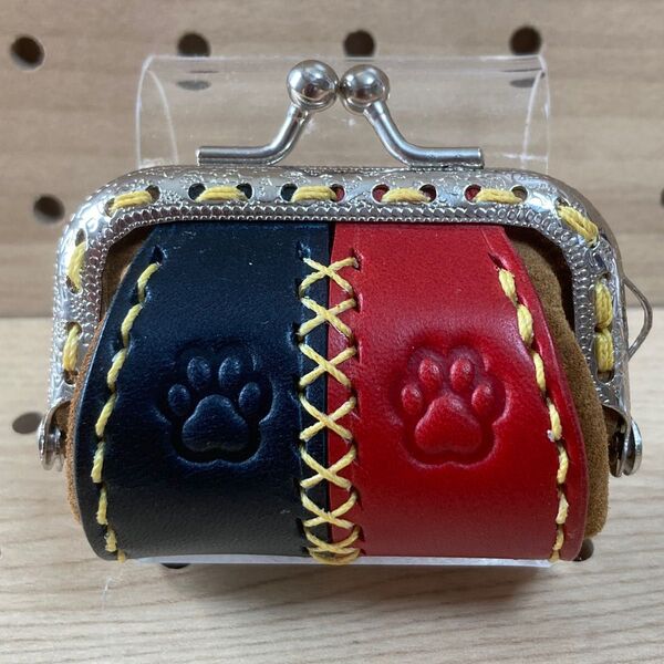 がま口 No.169 革 ハンドメイド (肉球刻印入 小タイプ)