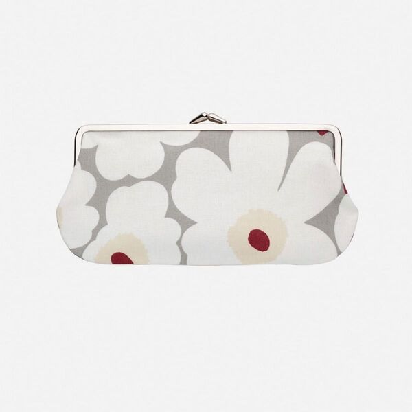 マリメッコ がま口 ポーチ ミニ ウニッコ ホワイト×グレー marimekko Unikko