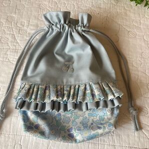 ハンドメイド巾着袋 コップ袋 リバティ ベッツィ サックス メルシー