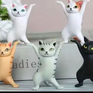 ガチャガチャ 猫のペン立て ペン置き オプジェ 新品 アクセサリー置き ネコの小物置き 5匹セット 韓国 インンテリア 猫 中古