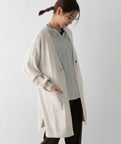 【美品GLOBAL WORKグローバルワーク★人気定番!綿混サラサラドライUVケアロングカーディガン/羽織り/冷房対策★ベージュM