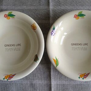 GREENS LIFE 2枚セット 野菜柄 深皿 スープ皿 シチュー皿 食器