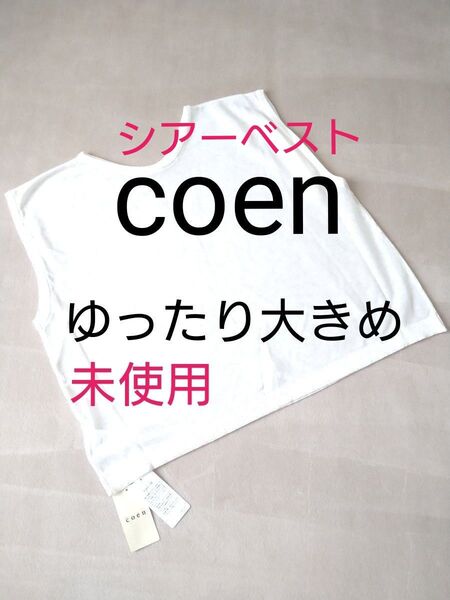 未使用 トップス ノースリーブ 白 ホワイト ノースリーブカットソー サマーニット シースルー 透けるトップス M ゆったり大きめ