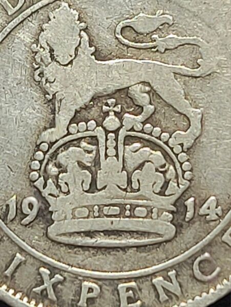 銀貨イギリス ジョージ5世 6ペンス1914年スターリングシルバー