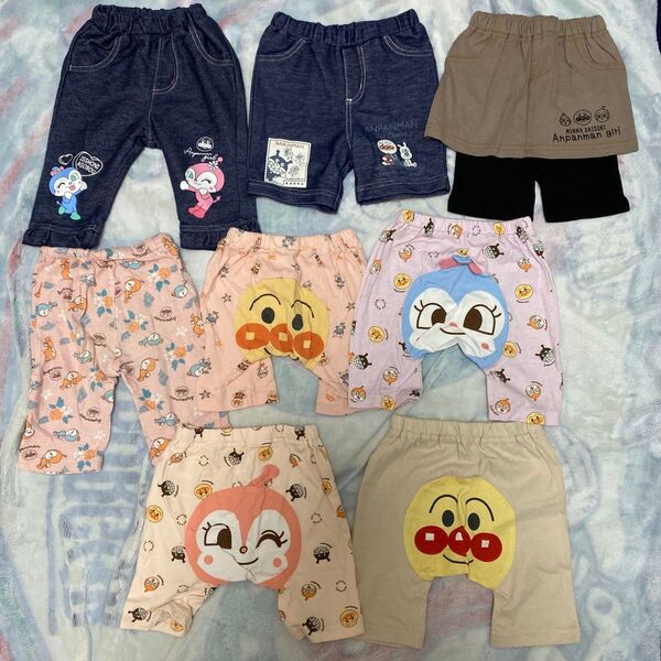 子供用ハーフパンツ 8点セット アンパンマン 女子 スカート まとめ売り 子供服 女の子 ボトムス