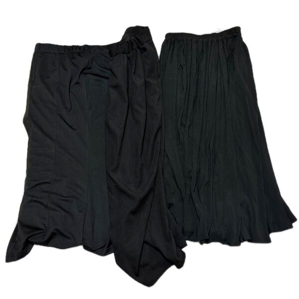 ブラック パンツ タイトスカート マキシ丈フレアスカート3点おまとめ売り ウエストゴム XL LL 黒 ボトムス