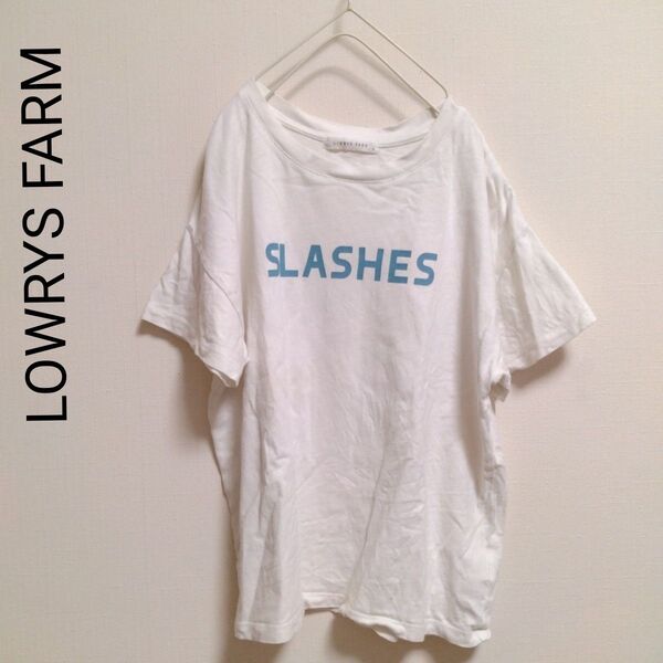 LOWRYS FARM プリントTシャツ ホワイトTシャツ 半袖 コットンTシャツ ロゴTシャツ