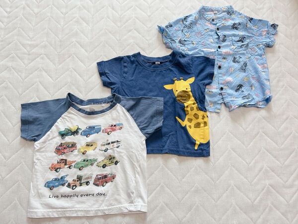 半袖 Tシャツ まとめ売り*90 男の子 くるま きりん シャツ 西松屋