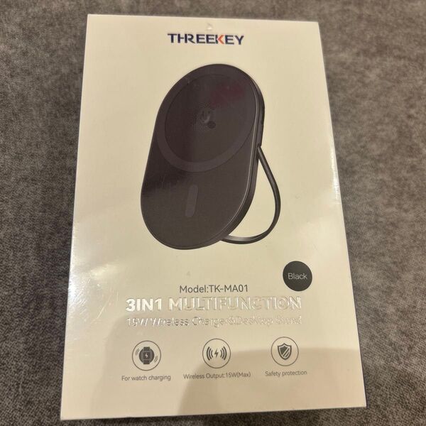 THREEKEY 3in1 Magsafe ワイヤレス 充電器 ブラック