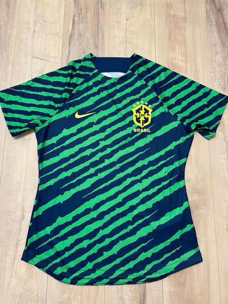 NIKE プラクティスシャツ ユニフォームS ブラジル代表 ワッペン グリーン サッカー
