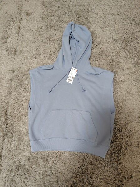新品 ユニクロ スウェットノースリーブパーカ ブルー UNIQLO