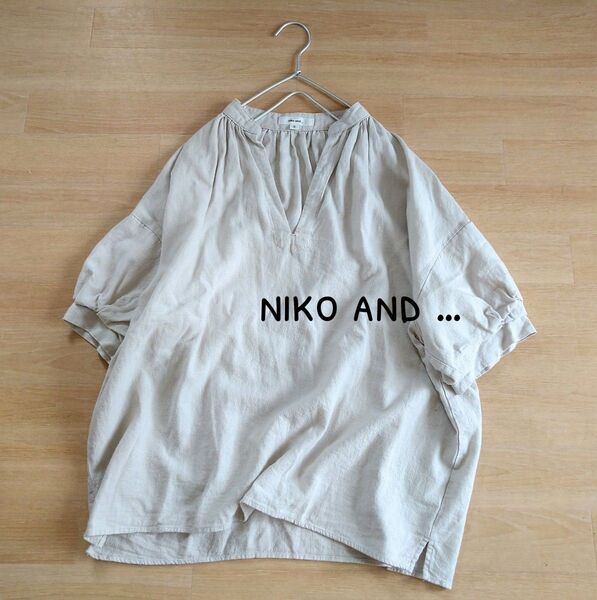 niko and … ニコアンド ゆったり スキッパー シャツ 五分袖 ブラウス ライトグレー 大きめ サイズ3