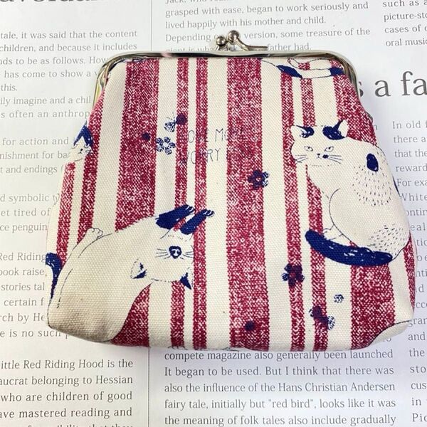 猫柄 ハンドメイドがま口 ポーチ