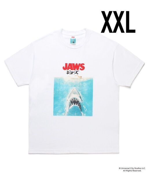 白XXL WACKO MARIA JAWS CREW NECK T-SHIRT ワコマリア ジョーズ ムービーTシャツ