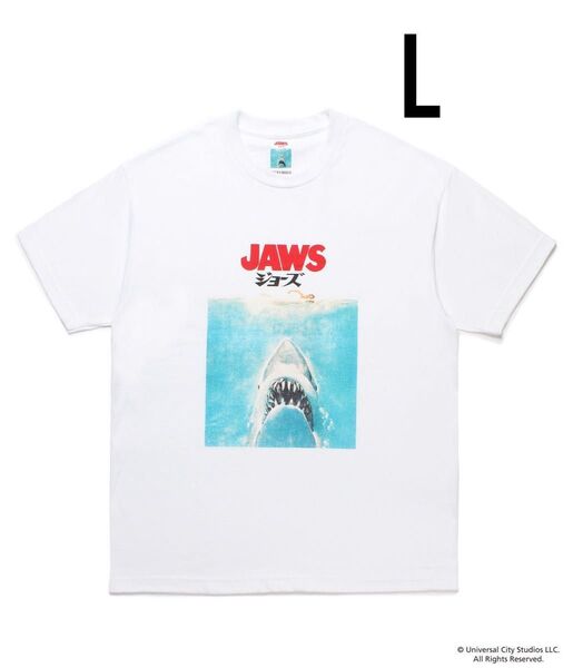 白L WACKO MARIA JAWS / CREW NECK T-SHIRT ワコマリア ジョー ムービーTシャツ