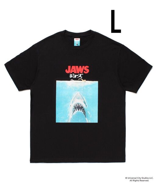 黒L WACKO MARIA JAWS / CREW NECK T-SHIRT ワコマリア Tシャツ ジョーズ