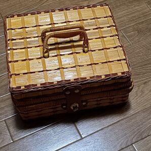 収納バスケット 蓋付き ピクニックバスケット風 かごバッグ
