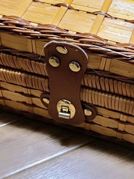 収納バスケット 蓋付き ピクニックバスケット風 かごバッグ