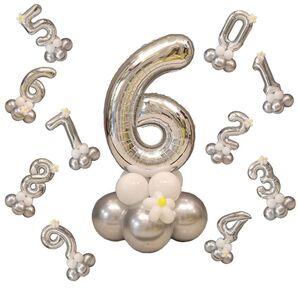 数字バルーン "6" シルバー 誕生日 記念日 飾り付け