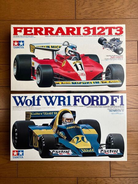 タミヤ1/20F1プラモデル ウルフWR-1フォード/フェラーリ312T3 未組立品2点セット中古品(単品販売不可)