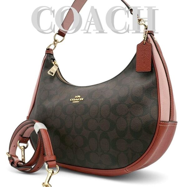 COACH ホーボー ワンショルダー 2way ハーフムーン シグネチャー