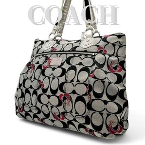COACH トートバッグ ポピー シグネチャー A4可 キャンバス 大容量