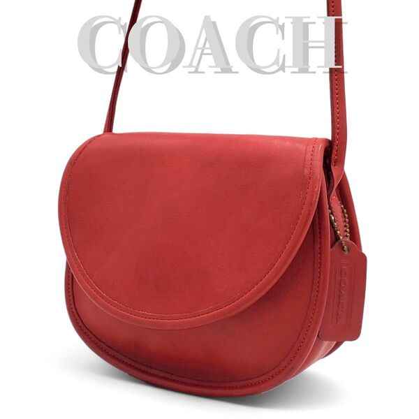 COACH オールドコーチ ショルダーバッグ グラブタンレザー USA製 赤