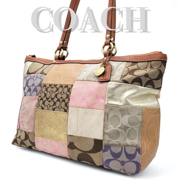 COACH トートバッグ シグネチャー パッチワーク A4可 肩掛け 通勤通学